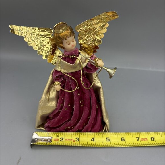 Vtg Koestel Angel Handmade West Germany Wax Face Hands Velvet Gown 7" - Picture 9 of 11